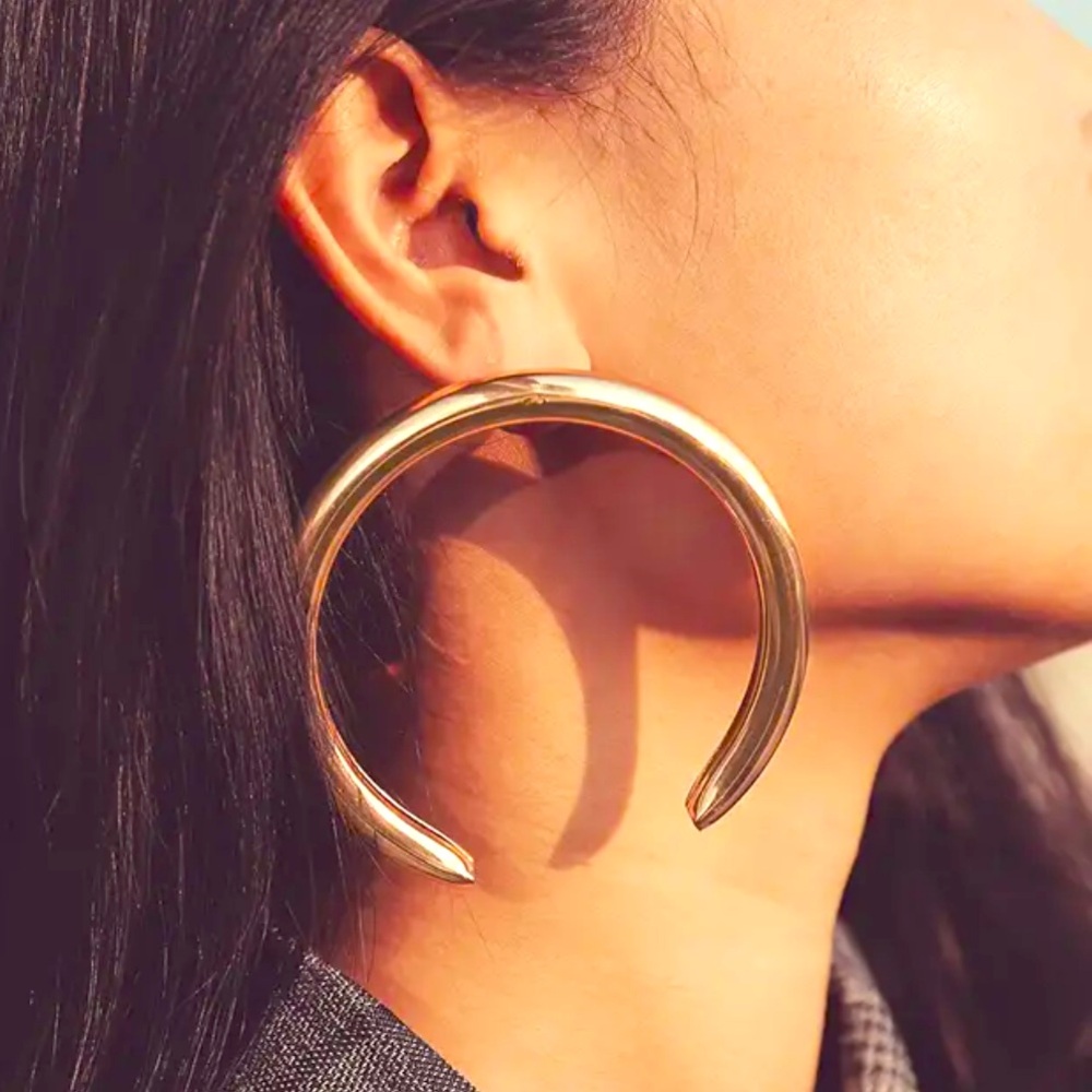 Bold Minimalist Statement Earrings Large Open Gold Hoops Hoop Earrings Punk
